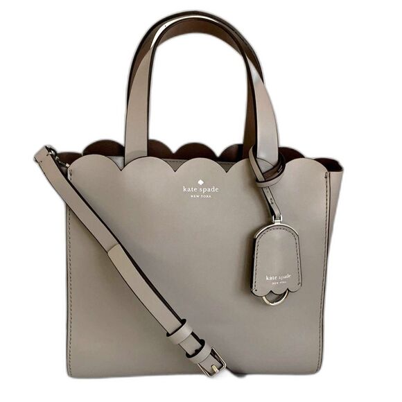 Kate Spade Mini Mina Magnolia Street Satchel Crossbody Grey Leather - Picture 1 of 11